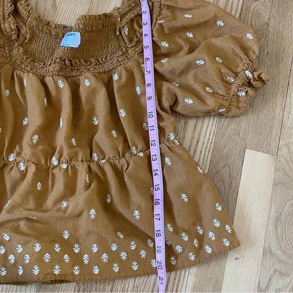 Old Navy Brown Smocked Puff Sleeve Top Sz-M - Picture 10 of 10